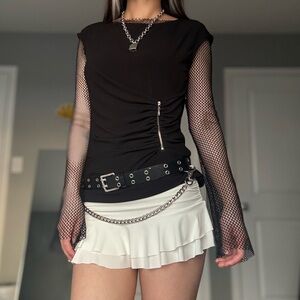 Ruched Front Zipper Top